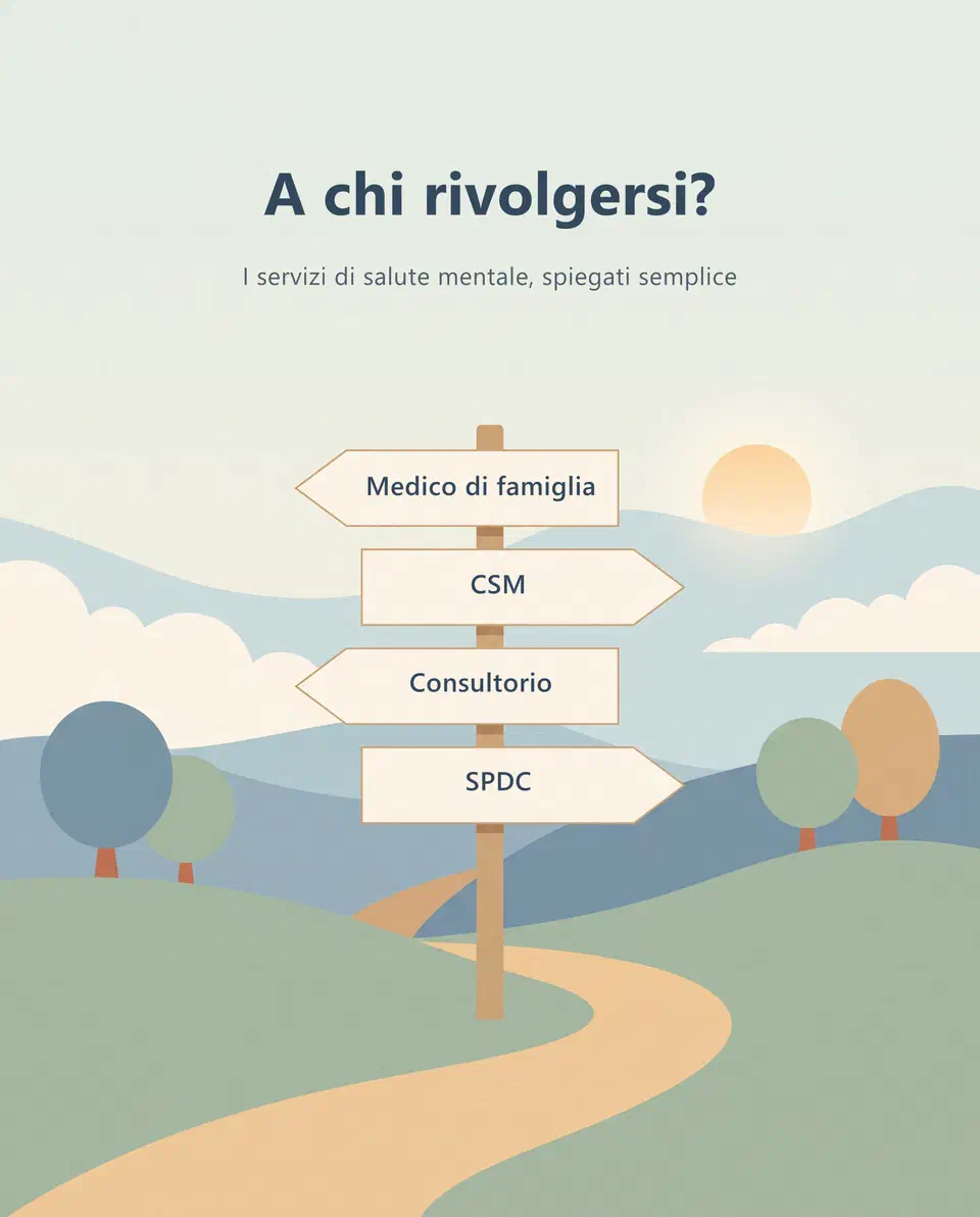A chi rivolgersi: medico di famiglia, CSM, consultorio e SPDC